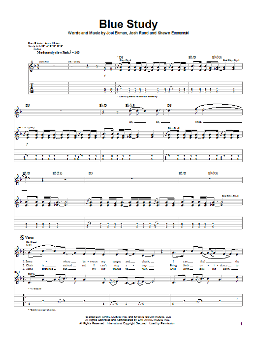 Preview Stone Sour Blue Study Metal sheet music, notes and chords for Guitar Tab, SKU: 22538 sheet music, piano notes, chords, guitar tabs, score, transpose, transcribe, how to play, guide, download, learn, tutorial, progression, song, artist, awards, billboard, mtv, vh1, tour, single, album, release