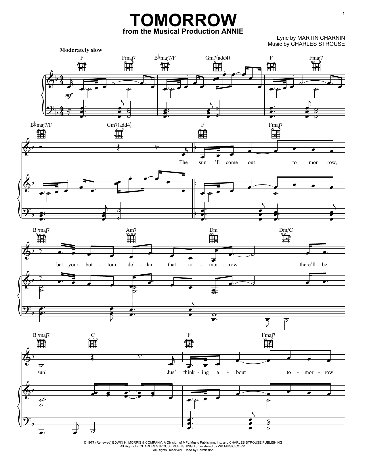 Preview Charles Strouse Tomorrow Children sheet music, notes and chords for Piano, Vocal & Guitar (Right-Hand Melody), SKU: 22549 sheet music, piano notes, chords, guitar tabs, score, transpose, transcribe, how to play, guide, download, learn, tutorial, progression, song, artist, awards, billboard, mtv, vh1, tour, single, album, release