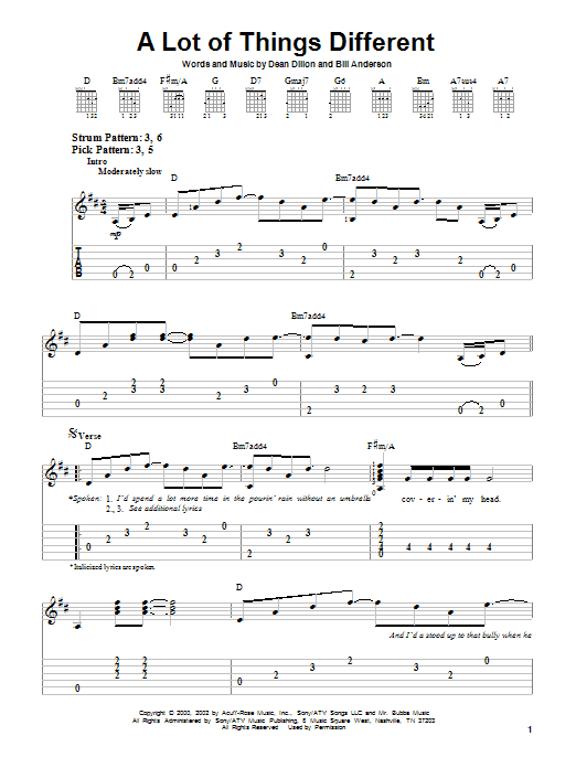 Preview Kenny Chesney A Lot Of Things Different Country sheet music, notes and chords for Easy Guitar Tab, SKU: 22593 sheet music, piano notes, chords, guitar tabs, score, transpose, transcribe, how to play, guide, download, learn, tutorial, progression, song, artist, awards, billboard, mtv, vh1, tour, single, album, release