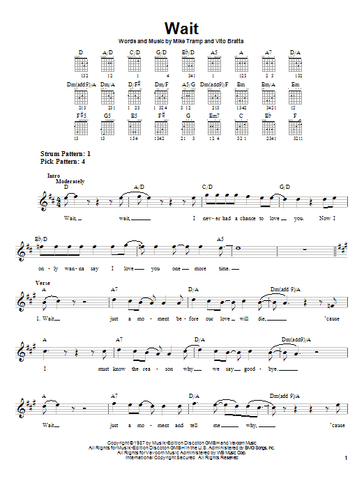 Preview White Lion Wait Rock sheet music, notes and chords for Easy Guitar, SKU: 22715 sheet music, piano notes, chords, guitar tabs, score, transpose, transcribe, how to play, guide, download, learn, tutorial, progression, song, artist, awards, billboard, mtv, vh1, tour, single, album, release