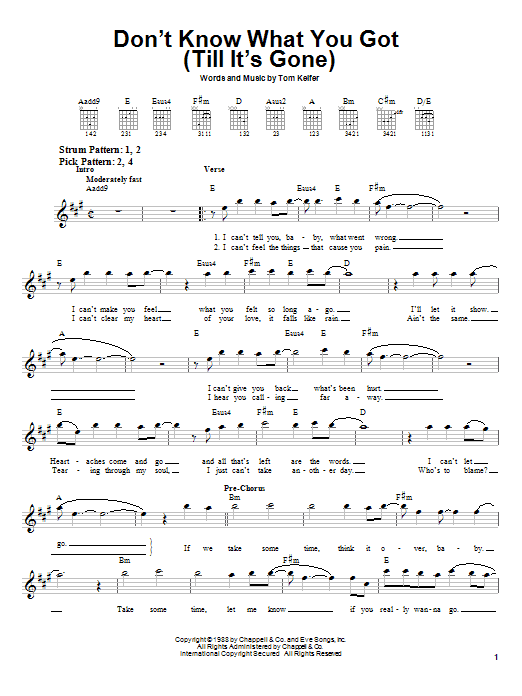 Preview Cinderella Don't Know What You Got (Till It's Gone) Pop sheet music, notes and chords for Easy Guitar, SKU: 22740 sheet music, piano notes, chords, guitar tabs, score, transpose, transcribe, how to play, guide, download, learn, tutorial, progression, song, artist, awards, billboard, mtv, vh1, tour, single, album, release