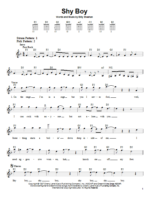 Preview David Lee Roth Shy Boy Rock sheet music, notes and chords for Easy Guitar, SKU: 22766 sheet music, piano notes, chords, guitar tabs, score, transpose, transcribe, how to play, guide, download, learn, tutorial, progression, song, artist, awards, billboard, mtv, vh1, tour, single, album, release