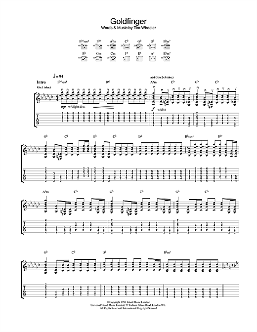 Preview Ash Goldfinger Pop sheet music, notes and chords for Guitar Tab, SKU: 22810 sheet music, piano notes, chords, guitar tabs, score, transpose, transcribe, how to play, guide, download, learn, tutorial, progression, song, artist, awards, billboard, mtv, vh1, tour, single, album, release