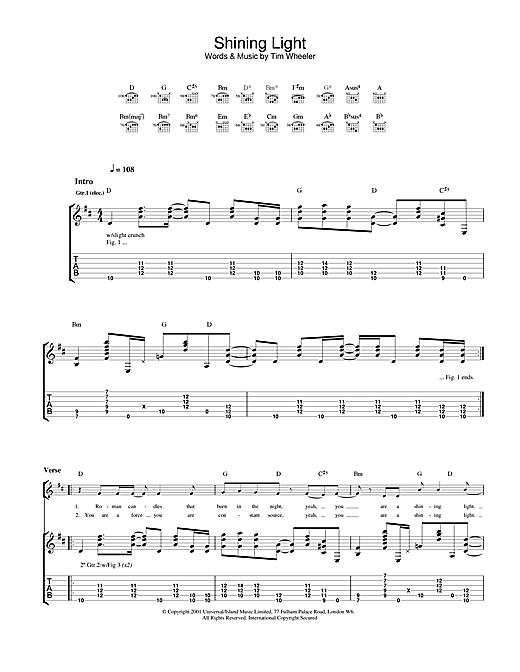 Preview Ash Shining Light Pop sheet music, notes and chords for Guitar Tab, SKU: 22814 sheet music, piano notes, chords, guitar tabs, score, transpose, transcribe, how to play, guide, download, learn, tutorial, progression, song, artist, awards, billboard, mtv, vh1, tour, single, album, release