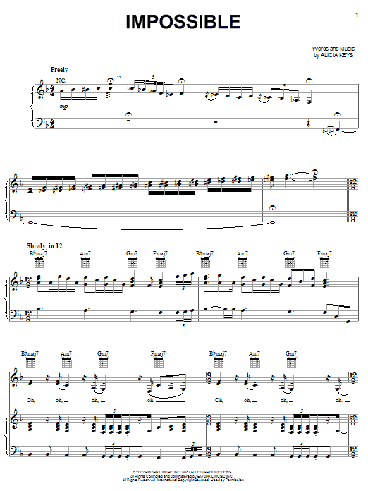 Preview Christina Aguilera Impossible Pop sheet music, notes and chords for Piano, Vocal & Guitar (Right-Hand Melody), SKU: 22909 sheet music, piano notes, chords, guitar tabs, score, transpose, transcribe, how to play, guide, download, learn, tutorial, progression, song, artist, awards, billboard, mtv, vh1, tour, single, album, release