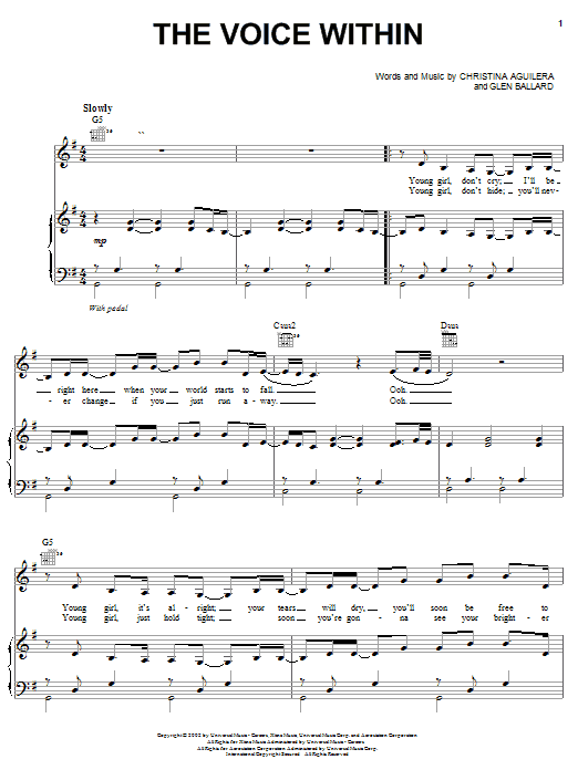 Preview Christina Aguilera The Voice Within Pop sheet music, notes and chords for Piano, Vocal & Guitar (Right-Hand Melody), SKU: 22923 sheet music, piano notes, chords, guitar tabs, score, transpose, transcribe, how to play, guide, download, learn, tutorial, progression, song, artist, awards, billboard, mtv, vh1, tour, single, album, release