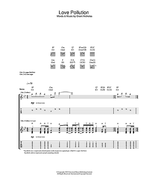 Preview Feeder Love Pollution Pop sheet music, notes and chords for Guitar Tab, SKU: 22932 sheet music, piano notes, chords, guitar tabs, score, transpose, transcribe, how to play, guide, download, learn, tutorial, progression, song, artist, awards, billboard, mtv, vh1, tour, single, album, release