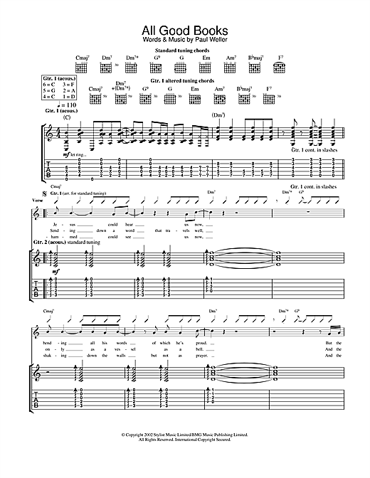 Preview Paul Weller All Good Books Rock sheet music, notes and chords for Guitar Tab, SKU: 22948 sheet music, piano notes, chords, guitar tabs, score, transpose, transcribe, how to play, guide, download, learn, tutorial, progression, song, artist, awards, billboard, mtv, vh1, tour, single, album, release