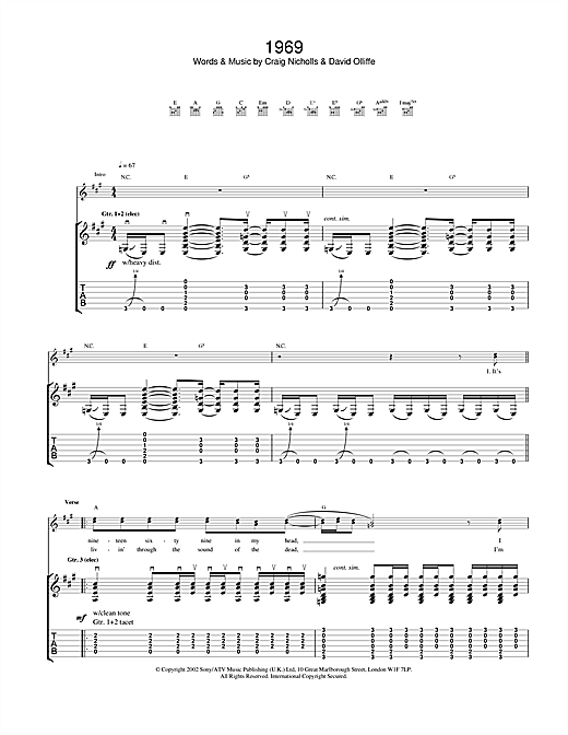 Preview The Vines 1969 Rock sheet music, notes and chords for Guitar Tab, SKU: 22996 sheet music, piano notes, chords, guitar tabs, score, transpose, transcribe, how to play, guide, download, learn, tutorial, progression, song, artist, awards, billboard, mtv, vh1, tour, single, album, release