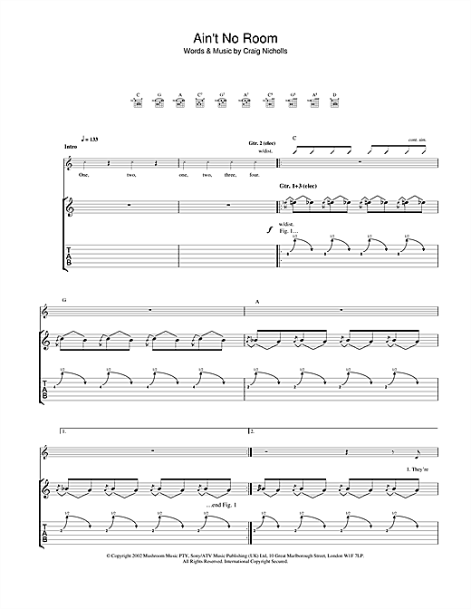 Preview The Vines Ain't No Room Rock sheet music, notes and chords for Guitar Tab, SKU: 22997 sheet music, piano notes, chords, guitar tabs, score, transpose, transcribe, how to play, guide, download, learn, tutorial, progression, song, artist, awards, billboard, mtv, vh1, tour, single, album, release