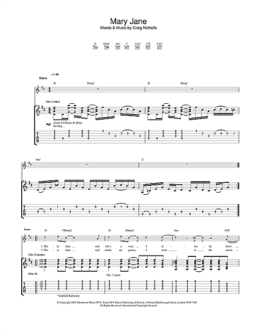 Preview The Vines Mary Jane Rock sheet music, notes and chords for Guitar Tab, SKU: 23005 sheet music, piano notes, chords, guitar tabs, score, transpose, transcribe, how to play, guide, download, learn, tutorial, progression, song, artist, awards, billboard, mtv, vh1, tour, single, album, release