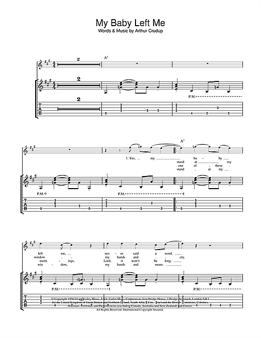 Elvis Presley My Baby Left Me Sheet Music Notes Chords Download Pop Notes Guitar Tab Pdf Print