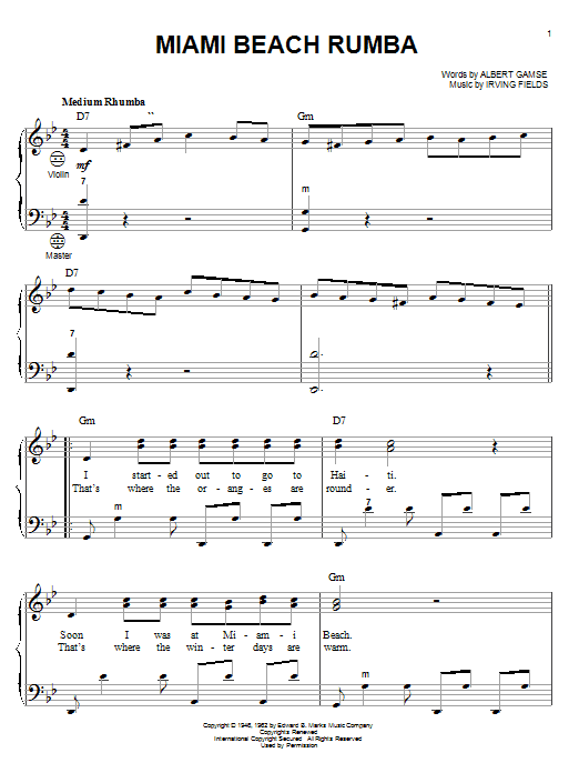 Preview Albert Gamse Miami Beach Rumba World sheet music, notes and chords for Accordion, SKU: 23039 sheet music, piano notes, chords, guitar tabs, score, transpose, transcribe, how to play, guide, download, learn, tutorial, progression, song, artist, awards, billboard, mtv, vh1, tour, single, album, release