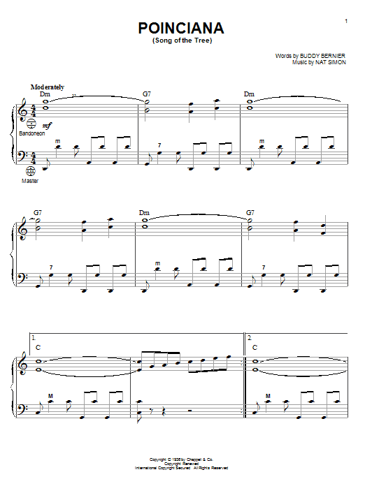 Preview Buddy Bernier Poinciana (Song Of The Tree) Jazz sheet music, notes and chords for Accordion, SKU: 23041 sheet music, piano notes, chords, guitar tabs, score, transpose, transcribe, how to play, guide, download, learn, tutorial, progression, song, artist, awards, billboard, mtv, vh1, tour, single, album, release