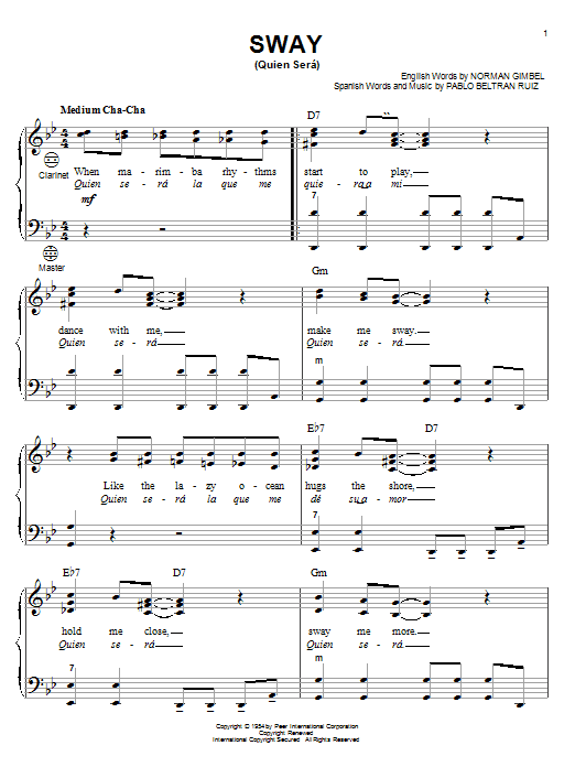 Preview Dean Martin Sway (Quien Sera) Jazz sheet music, notes and chords for Accordion, SKU: 23044 sheet music, piano notes, chords, guitar tabs, score, transpose, transcribe, how to play, guide, download, learn, tutorial, progression, song, artist, awards, billboard, mtv, vh1, tour, single, album, release