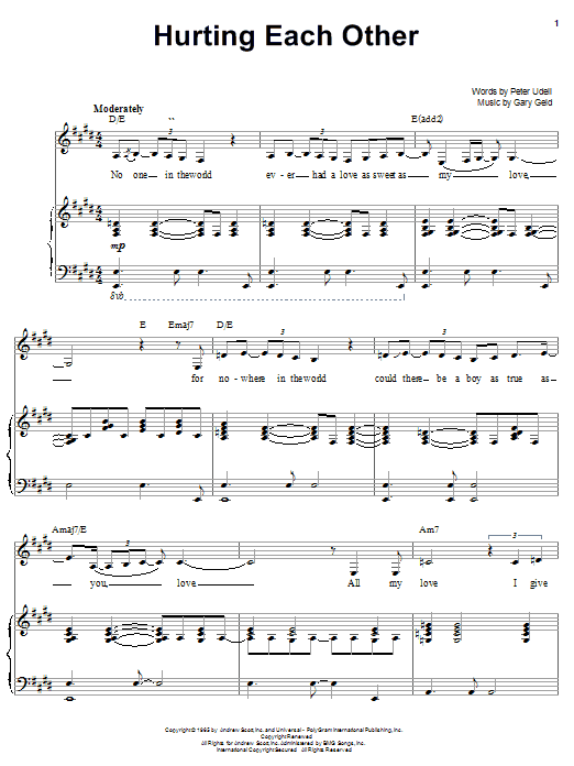 Preview Carpenters Hurting Each Other Pop sheet music, notes and chords for Piano, Vocal & Guitar (Right-Hand Melody), SKU: 23050 sheet music, piano notes, chords, guitar tabs, score, transpose, transcribe, how to play, guide, download, learn, tutorial, progression, song, artist, awards, billboard, mtv, vh1, tour, single, album, release