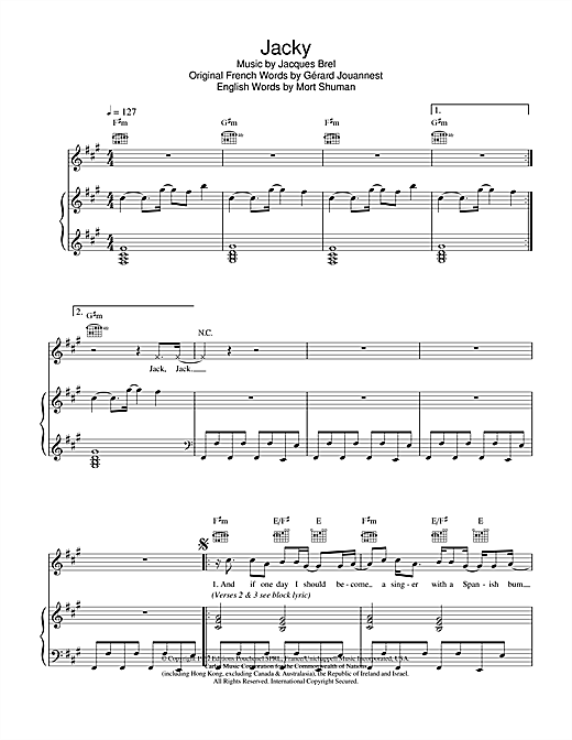 Preview Marc Almond Jacky Pop sheet music, notes and chords for Piano, Vocal & Guitar, SKU: 23229 sheet music, piano notes, chords, guitar tabs, score, transpose, transcribe, how to play, guide, download, learn, tutorial, progression, song, artist, awards, billboard, mtv, vh1, tour, single, album, release