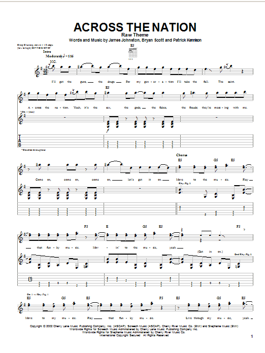 Preview The Union Underground Across The Nation Rock sheet music, notes and chords for Guitar Tab, SKU: 23257 sheet music, piano notes, chords, guitar tabs, score, transpose, transcribe, how to play, guide, download, learn, tutorial, progression, song, artist, awards, billboard, mtv, vh1, tour, single, album, release