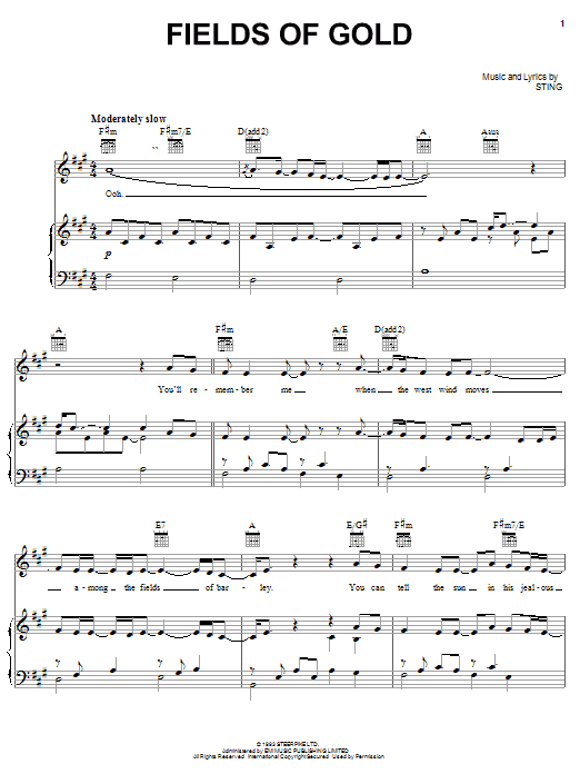 Preview Eva Cassidy Fields Of Gold Pop sheet music, notes and chords for Piano, Vocal & Guitar (Right-Hand Melody), SKU: 23266 sheet music, piano notes, chords, guitar tabs, score, transpose, transcribe, how to play, guide, download, learn, tutorial, progression, song, artist, awards, billboard, mtv, vh1, tour, single, album, release