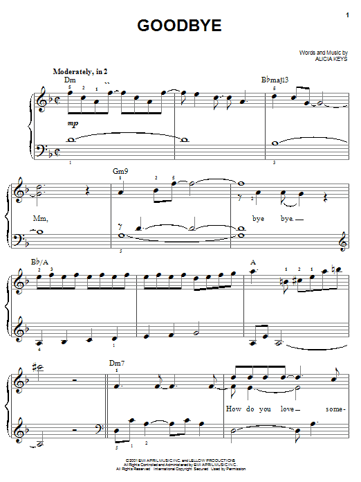 Preview Alicia Keys Goodbye Pop sheet music, notes and chords for Easy Piano, SKU: 23293 sheet music, piano notes, chords, guitar tabs, score, transpose, transcribe, how to play, guide, download, learn, tutorial, progression, song, artist, awards, billboard, mtv, vh1, tour, single, album, release