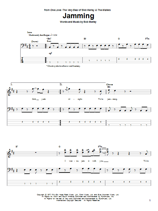 Preview Bob Marley Jamming Pop sheet music, notes and chords for Bass Guitar Tab, SKU: 23315 sheet music, piano notes, chords, guitar tabs, score, transpose, transcribe, how to play, guide, download, learn, tutorial, progression, song, artist, awards, billboard, mtv, vh1, tour, single, album, release