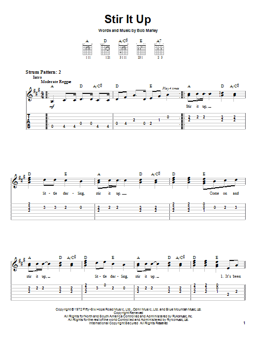 Preview Bob Marley Stir It Up Pop sheet music, notes and chords for Easy Guitar Tab, SKU: 23387 sheet music, piano notes, chords, guitar tabs, score, transpose, transcribe, how to play, guide, download, learn, tutorial, progression, song, artist, awards, billboard, mtv, vh1, tour, single, album, release