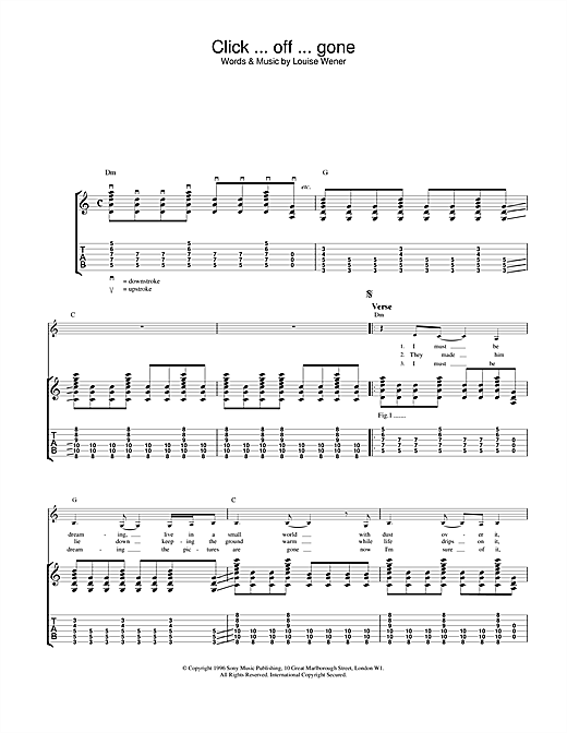 Preview Sleeper Click ... off ... gone Rock sheet music, notes and chords for Guitar Tab, SKU: 23422 sheet music, piano notes, chords, guitar tabs, score, transpose, transcribe, how to play, guide, download, learn, tutorial, progression, song, artist, awards, billboard, mtv, vh1, tour, single, album, release