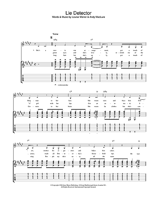 Preview Sleeper Lie Detector Rock sheet music, notes and chords for Guitar Tab, SKU: 23430 sheet music, piano notes, chords, guitar tabs, score, transpose, transcribe, how to play, guide, download, learn, tutorial, progression, song, artist, awards, billboard, mtv, vh1, tour, single, album, release