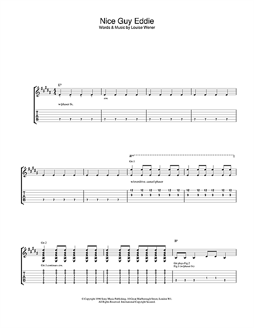 Preview Sleeper Nice Guy Eddie Rock sheet music, notes and chords for Guitar Tab, SKU: 23431 sheet music, piano notes, chords, guitar tabs, score, transpose, transcribe, how to play, guide, download, learn, tutorial, progression, song, artist, awards, billboard, mtv, vh1, tour, single, album, release
