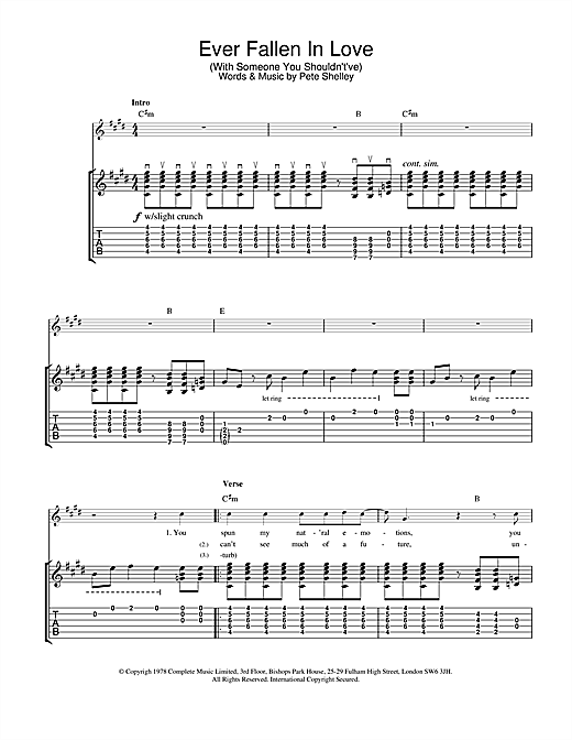 Preview The Buzzcocks Ever Fallen In Love Pop sheet music, notes and chords for Guitar Tab, SKU: 23533 sheet music, piano notes, chords, guitar tabs, score, transpose, transcribe, how to play, guide, download, learn, tutorial, progression, song, artist, awards, billboard, mtv, vh1, tour, single, album, release