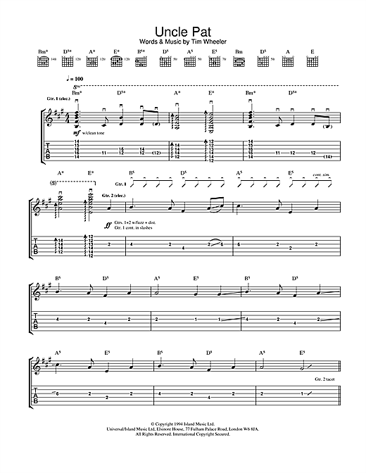 Preview Ash Uncle Pat Pop sheet music, notes and chords for Guitar Tab, SKU: 23551 sheet music, piano notes, chords, guitar tabs, score, transpose, transcribe, how to play, guide, download, learn, tutorial, progression, song, artist, awards, billboard, mtv, vh1, tour, single, album, release
