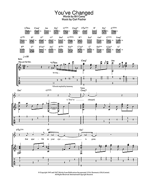 Preview Eva Cassidy You've Changed Jazz sheet music, notes and chords for Guitar Tab, SKU: 23555 sheet music, piano notes, chords, guitar tabs, score, transpose, transcribe, how to play, guide, download, learn, tutorial, progression, song, artist, awards, billboard, mtv, vh1, tour, single, album, release
