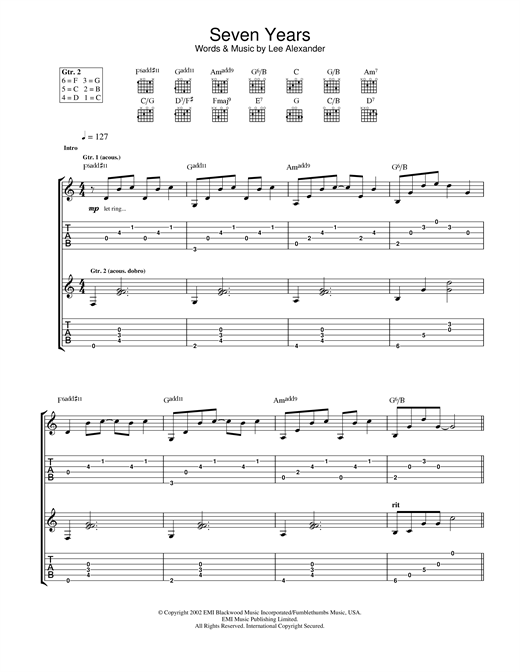 Preview Norah Jones Seven Years Pop sheet music, notes and chords for Guitar Tab, SKU: 23567 sheet music, piano notes, chords, guitar tabs, score, transpose, transcribe, how to play, guide, download, learn, tutorial, progression, song, artist, awards, billboard, mtv, vh1, tour, single, album, release