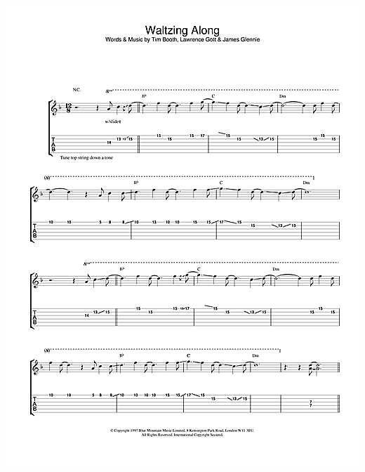 Preview James Waltzing Along Pop sheet music, notes and chords for Guitar Tab, SKU: 23694 sheet music, piano notes, chords, guitar tabs, score, transpose, transcribe, how to play, guide, download, learn, tutorial, progression, song, artist, awards, billboard, mtv, vh1, tour, single, album, release
