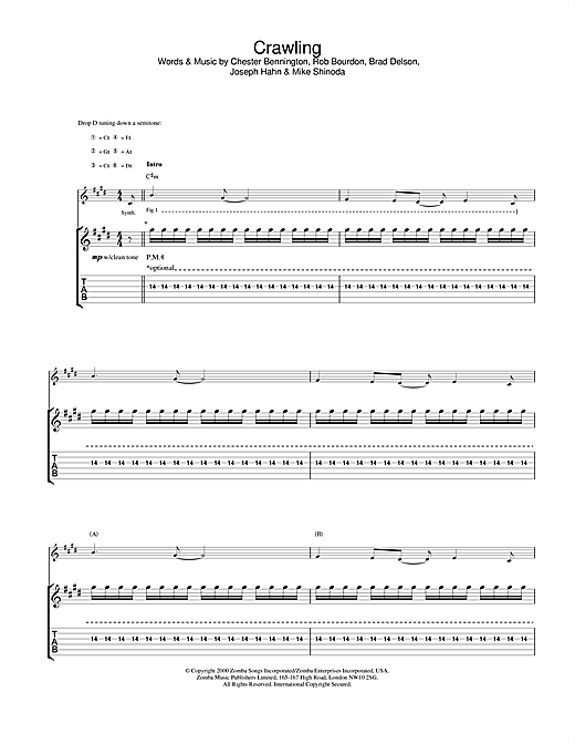 Preview Linkin Park Crawling Rock sheet music, notes and chords for Guitar Tab, SKU: 23707 sheet music, piano notes, chords, guitar tabs, score, transpose, transcribe, how to play, guide, download, learn, tutorial, progression, song, artist, awards, billboard, mtv, vh1, tour, single, album, release