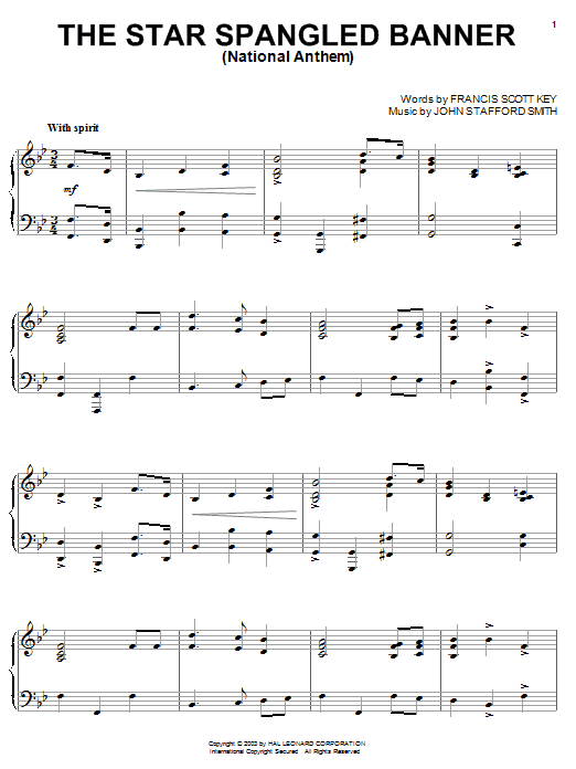 Preview John Stafford Smith The Star Spangled Banner Film and TV sheet music, notes and chords for Piano, SKU: 23716 sheet music, piano notes, chords, guitar tabs, score, transpose, transcribe, how to play, guide, download, learn, tutorial, progression, song, artist, awards, billboard, mtv, vh1, tour, single, album, release