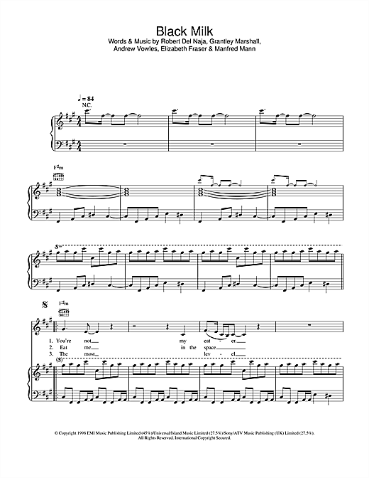 Preview Massive Attack Black Milk Dance sheet music, notes and chords for Piano, Vocal & Guitar, SKU: 23853 sheet music, piano notes, chords, guitar tabs, score, transpose, transcribe, how to play, guide, download, learn, tutorial, progression, song, artist, awards, billboard, mtv, vh1, tour, single, album, release