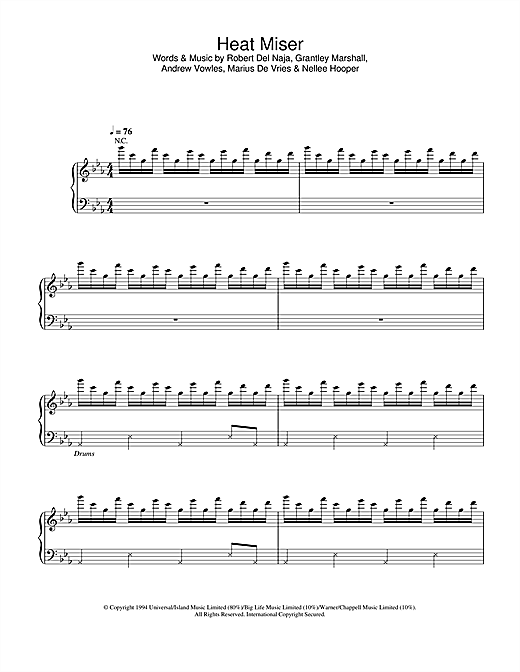 Preview Massive Attack Heat Miser Dance sheet music, notes and chords for Piano, SKU: 23868 sheet music, piano notes, chords, guitar tabs, score, transpose, transcribe, how to play, guide, download, learn, tutorial, progression, song, artist, awards, billboard, mtv, vh1, tour, single, album, release