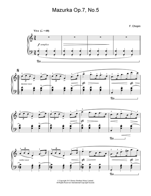 Preview Chopin Mazurka Op 7 No 5 Classical sheet music, notes and chords for Piano, SKU: 24394 sheet music, piano notes, chords, guitar tabs, score, transpose, transcribe, how to play, guide, download, learn, tutorial, progression, song, artist, awards, billboard, mtv, vh1, tour, single, album, release