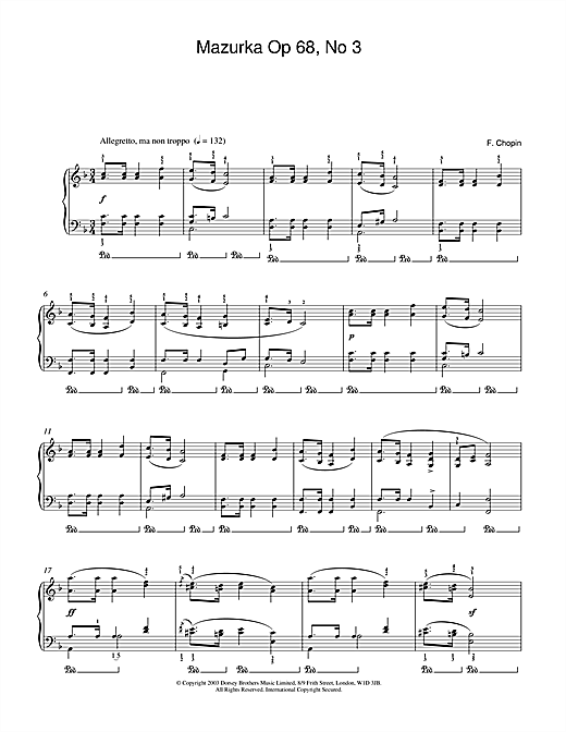 Preview Frederic Chopin Mazurka Op. 68, No. 3 Classical sheet music, notes and chords for Piano, SKU: 24397 sheet music, piano notes, chords, guitar tabs, score, transpose, transcribe, how to play, guide, download, learn, tutorial, progression, song, artist, awards, billboard, mtv, vh1, tour, single, album, release