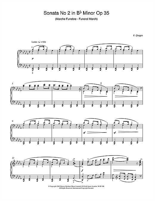 Preview Frederic Chopin Sonata No. 2 In Bb Minor, Op. 35 (Funeral March) Classical sheet music, notes and chords for Piano, SKU: 24407 sheet music, piano notes, chords, guitar tabs, score, transpose, transcribe, how to play, guide, download, learn, tutorial, progression, song, artist, awards, billboard, mtv, vh1, tour, single, album, release