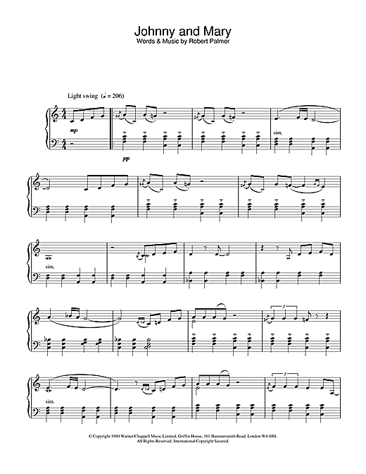 Preview Robert Palmer Johnny and Mary Rock sheet music, notes and chords for Piano, SKU: 24452 sheet music, piano notes, chords, guitar tabs, score, transpose, transcribe, how to play, guide, download, learn, tutorial, progression, song, artist, awards, billboard, mtv, vh1, tour, single, album, release