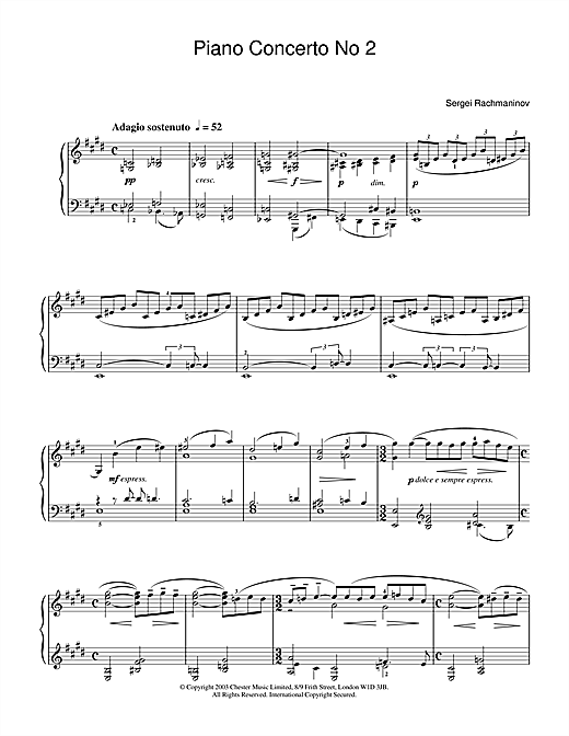 Sergei Rachmaninoff Piano Concerto No 2 Sheet Music Download Pdf Score 24595
