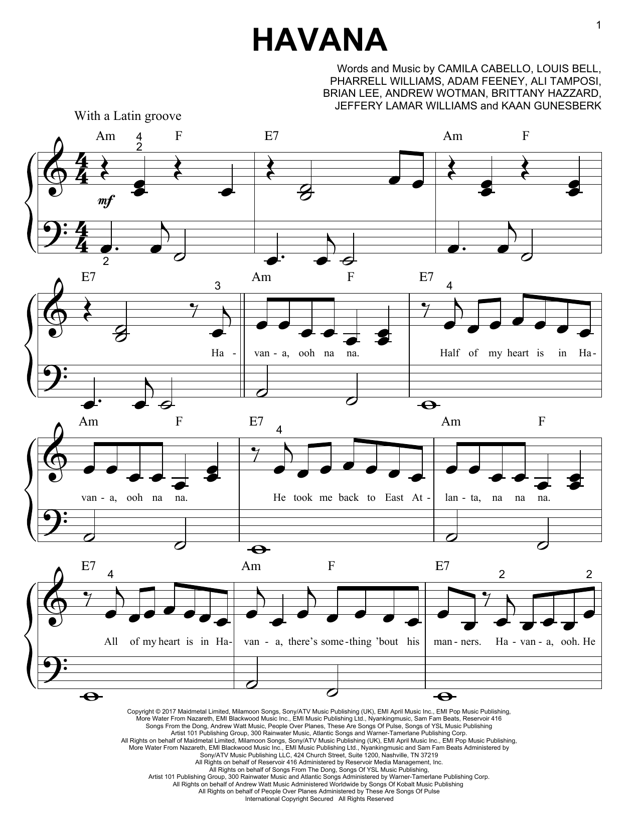 Havana Piano - havana sheet music for roblox piano