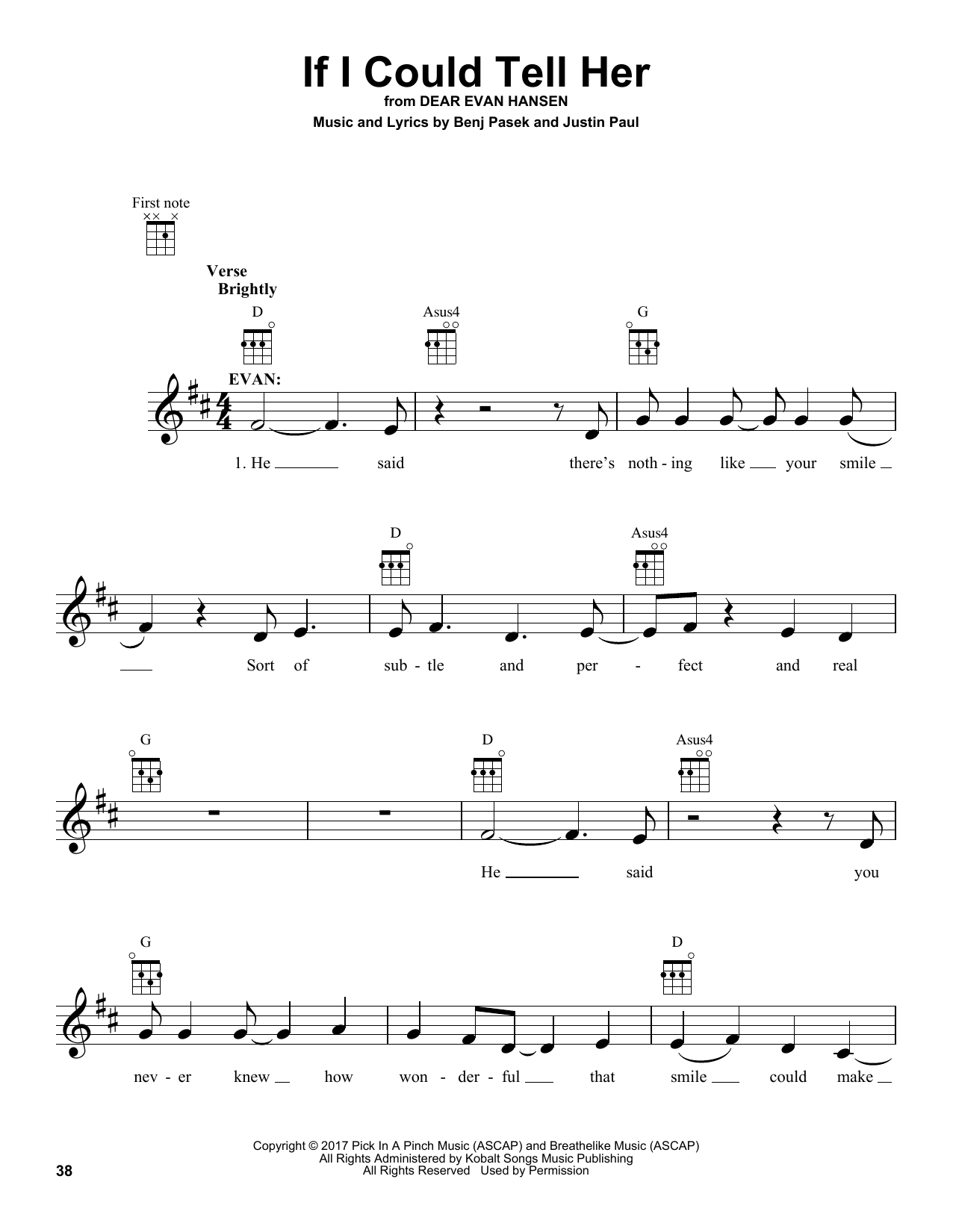 If I Could Tell Her Dear Evan Hansen Chords