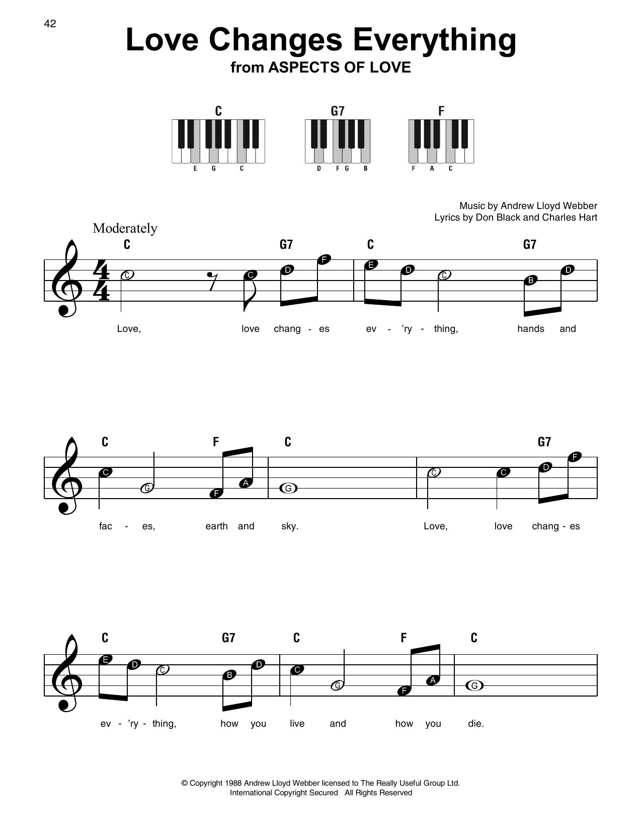 Preview Andrew Lloyd Webber Love Changes Everything Broadway sheet music, notes and chords for Super Easy Piano, SKU: 253487 sheet music, piano notes, chords, guitar tabs, score, transpose, transcribe, how to play, guide, download, learn, tutorial, progression, song, artist, awards, billboard, mtv, vh1, tour, single, album, release