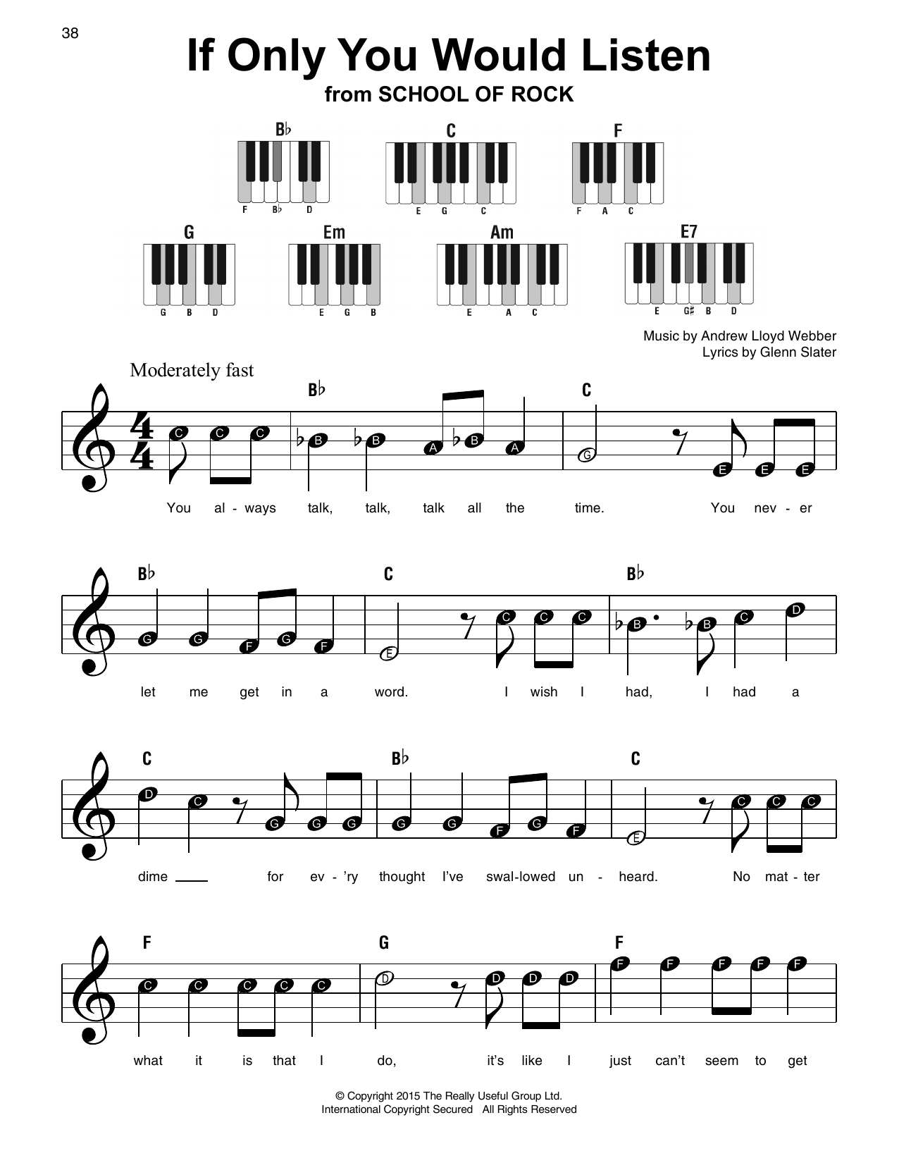 Preview Andrew Lloyd Webber If Only You Would Listen Broadway sheet music, notes and chords for Super Easy Piano, SKU: 253488 sheet music, piano notes, chords, guitar tabs, score, transpose, transcribe, how to play, guide, download, learn, tutorial, progression, song, artist, awards, billboard, mtv, vh1, tour, single, album, release