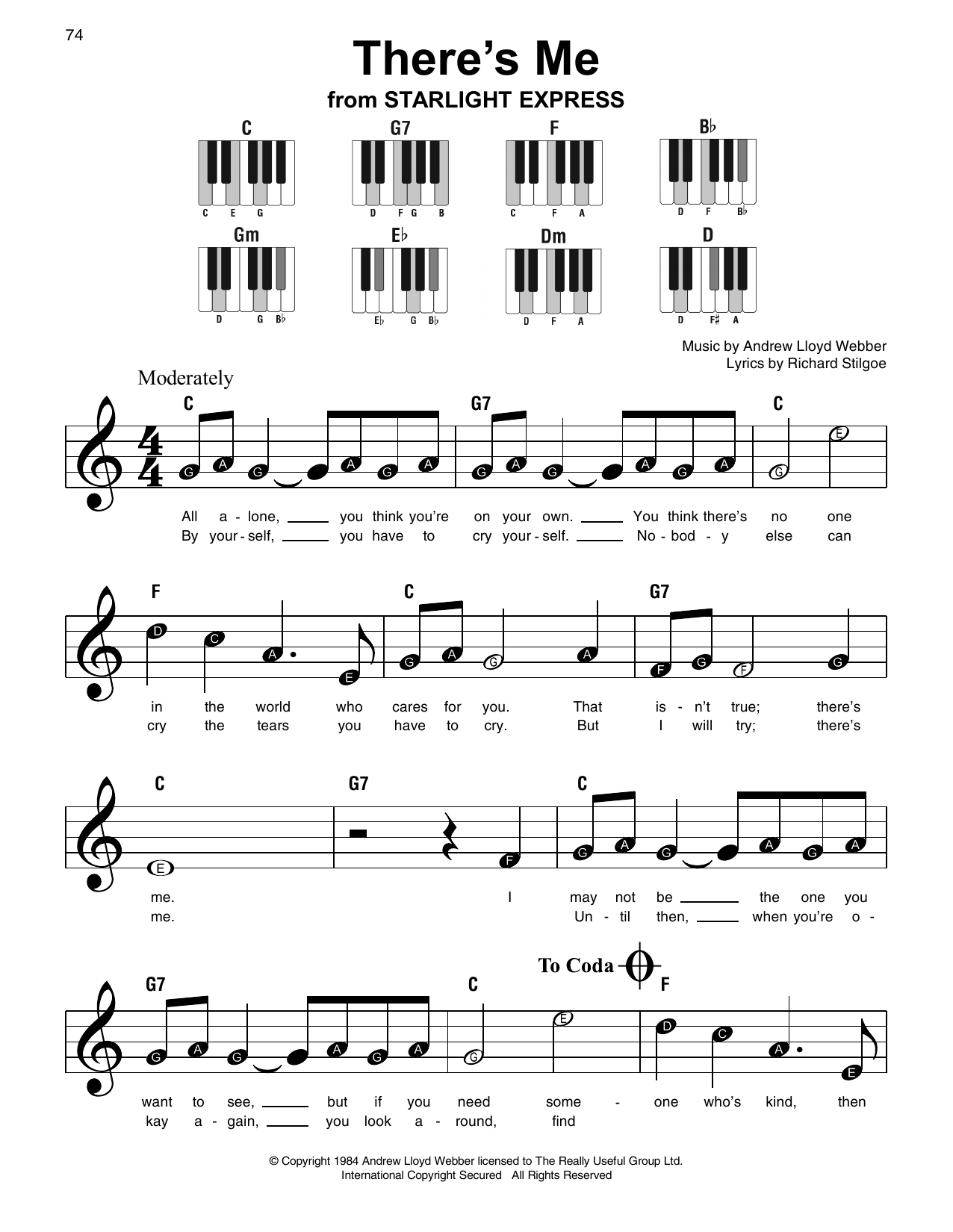 Preview Andrew Lloyd Webber There's Me Broadway sheet music, notes and chords for Super Easy Piano, SKU: 253491 sheet music, piano notes, chords, guitar tabs, score, transpose, transcribe, how to play, guide, download, learn, tutorial, progression, song, artist, awards, billboard, mtv, vh1, tour, single, album, release
