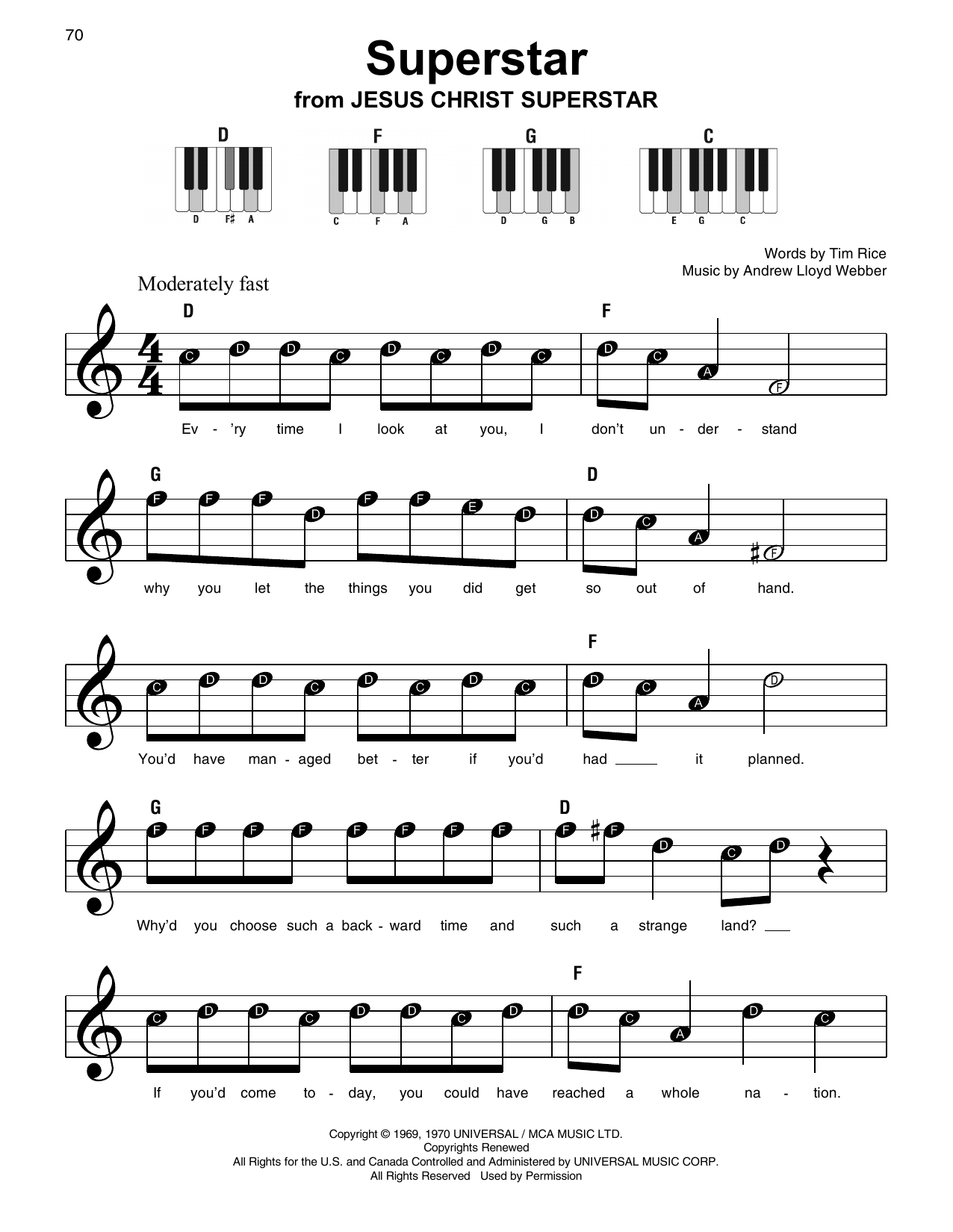 Preview Andrew Lloyd Webber Superstar Broadway sheet music, notes and chords for Super Easy Piano, SKU: 253494 sheet music, piano notes, chords, guitar tabs, score, transpose, transcribe, how to play, guide, download, learn, tutorial, progression, song, artist, awards, billboard, mtv, vh1, tour, single, album, release