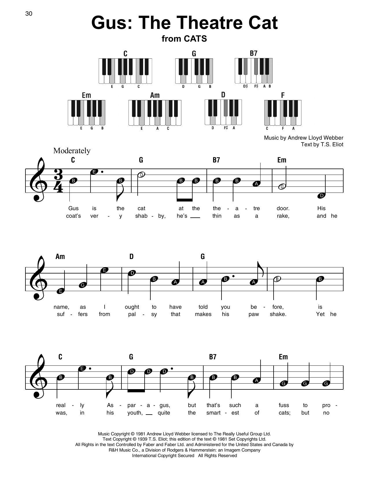 Preview Andrew Lloyd Webber Gus: The Theatre Cat Broadway sheet music, notes and chords for Super Easy Piano, SKU: 253499 sheet music, piano notes, chords, guitar tabs, score, transpose, transcribe, how to play, guide, download, learn, tutorial, progression, song, artist, awards, billboard, mtv, vh1, tour, single, album, release